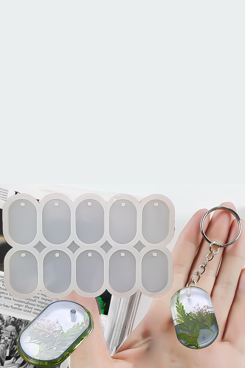 10'lu Oval Anahtarlık Epoksi Silikon Kalıbı KHE852 - 