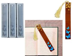 3'lü Kelebek Desen Kitap Ayracı Epoksi Reçine Kalıbı KHEPK649 - 1