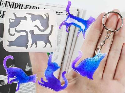 4'lü Kedi Magnet Epoksi Reçine Kalıbı KHEPK526 - 1