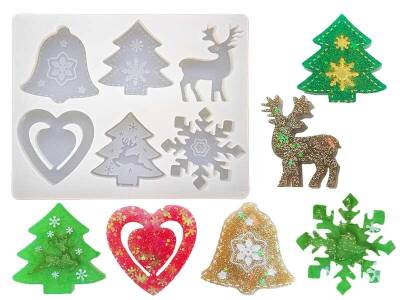 6'lı Noel Motifli Yılbaşı Süsü Epoksi Reçine Kalıbı EPK-772 - 1
