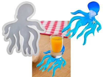 Ahtapot Bardak Altlığı Epoksi Reçine Kalıbı KHEPK523 - 1