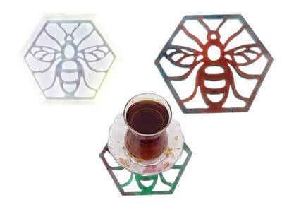 Arı Desen Bardak Altlığı Epoksi Reçine Kalıbı KHEPK347 - 4