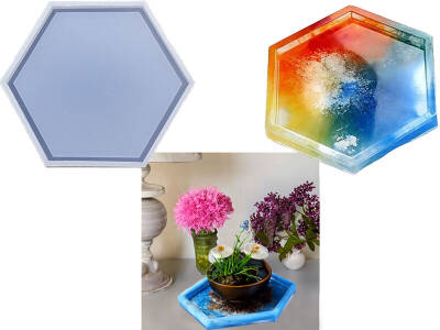 Büyük Altıgen Terrazo Tabanlık Epoksi Reçine Kalıbı KHEPK666 - 2