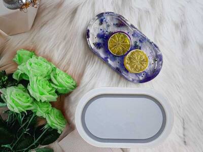 Büyük Boy Oval Terrazo Tabanlık Epoksi Reçine Kalıbı KHEPK628 - 2