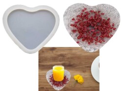 Kalp Bardak Altlığı Epoksi Reçine Kalıbı KHEPK597 - 2
