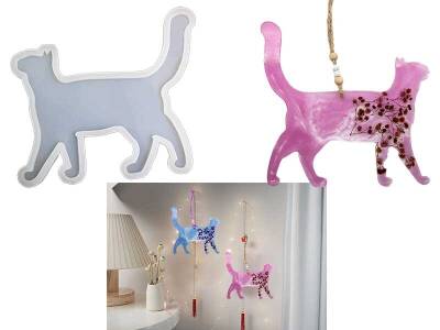 Kedi Model Duvar Süsü Epoksi Reçine Kalıbı KHEPK513 - 1