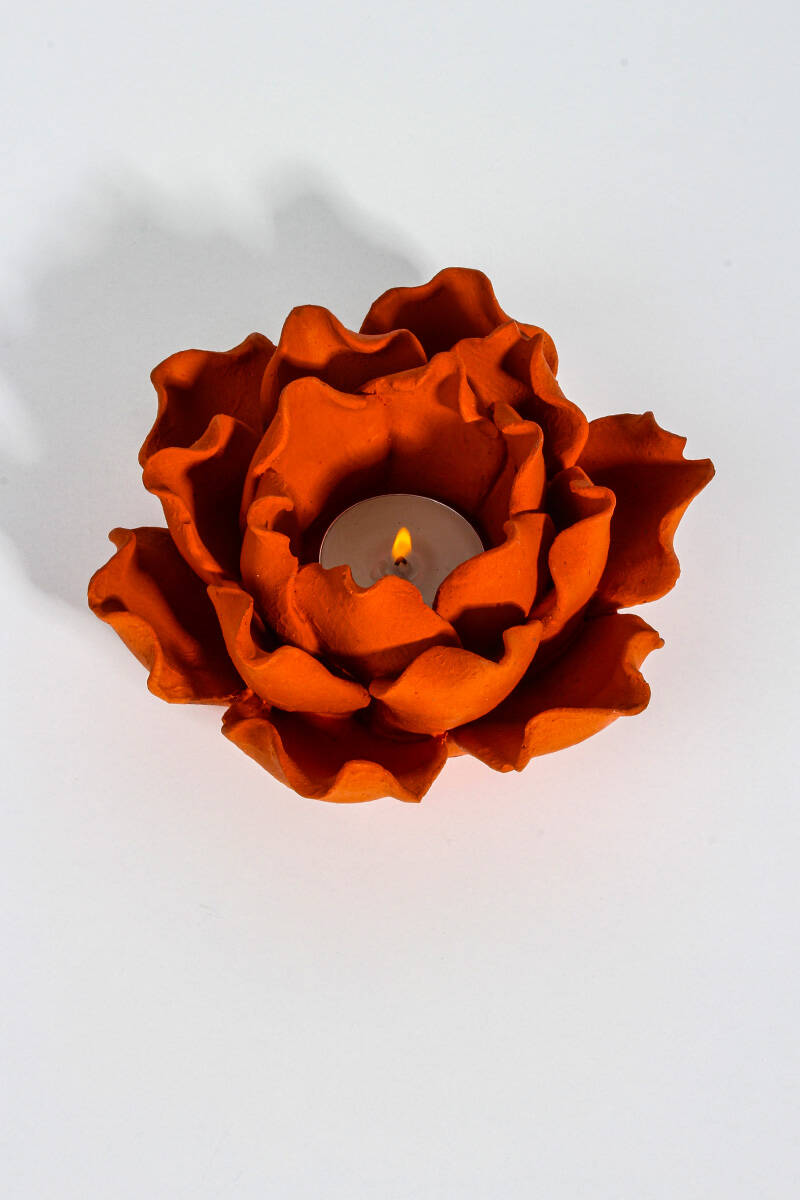 Lotus Çiçeği Mumluk Tealight Sukulent Beton Taş Tozu Silikon Kalıbı KHB129 - 3