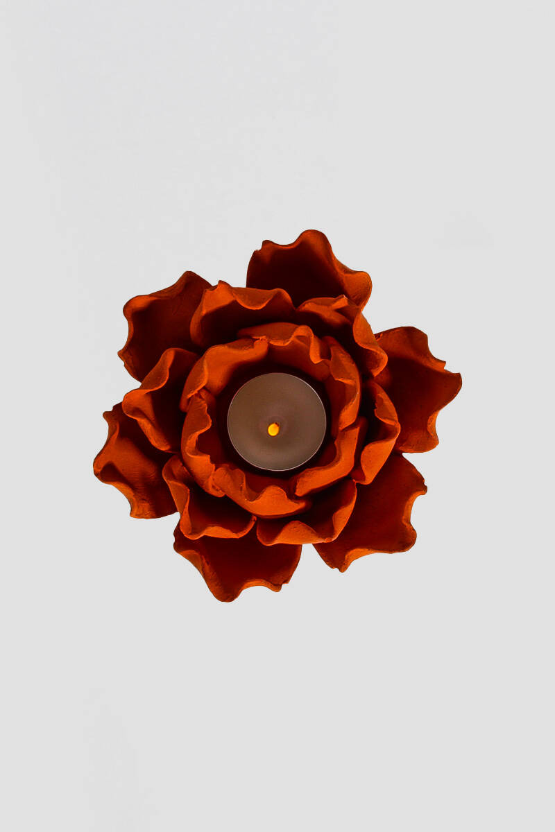 Lotus Çiçeği Mumluk Tealight Sukulent Beton Taş Tozu Silikon Kalıbı KHB129 - 4
