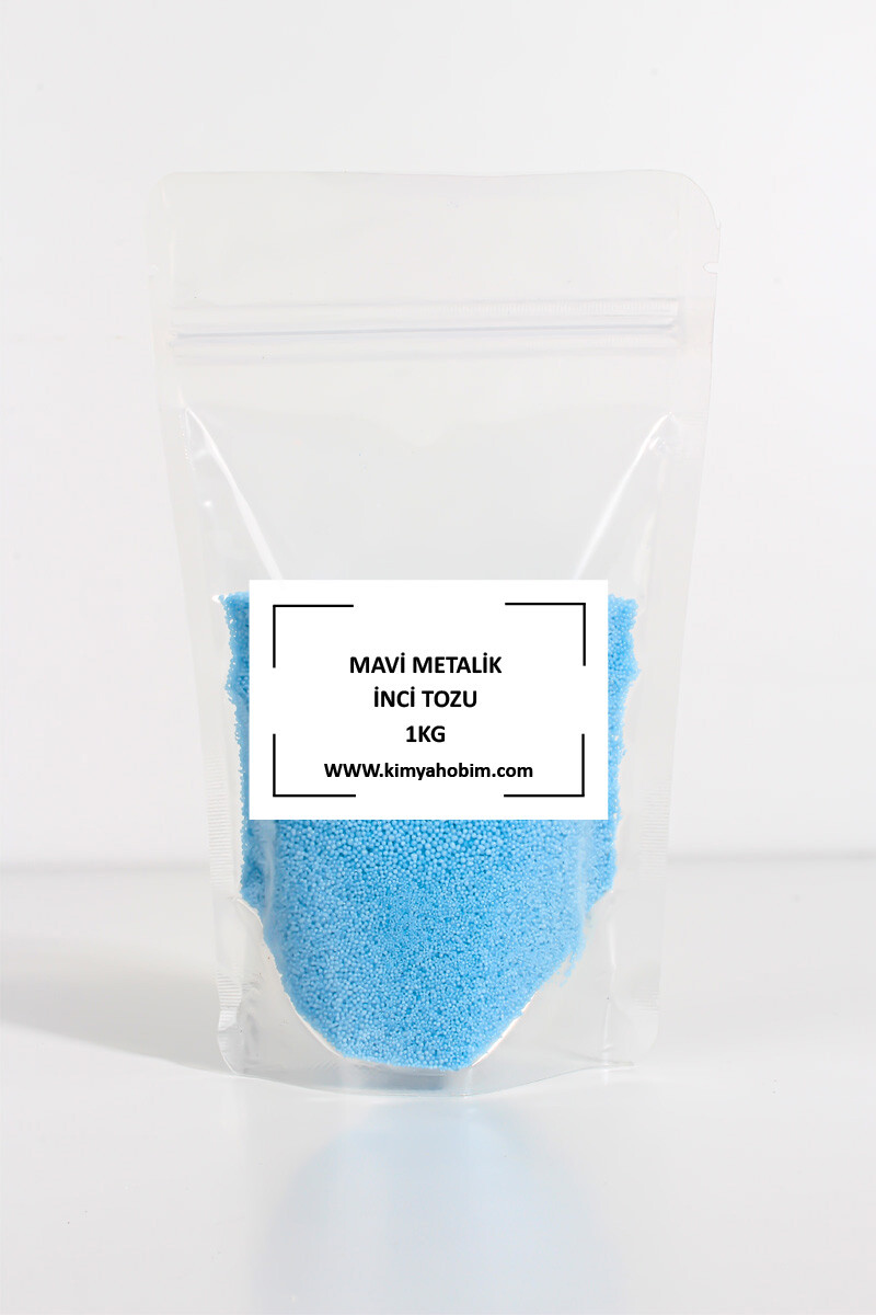 Metalik Mavi Renk İnci Tozu Mum 1KG - 1
