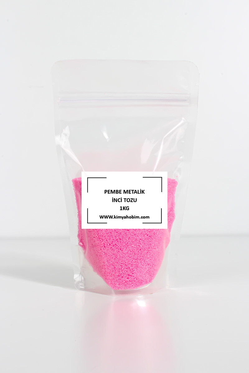 Metalik Pembe Renk İnci Tozu Mum 1KG - 1