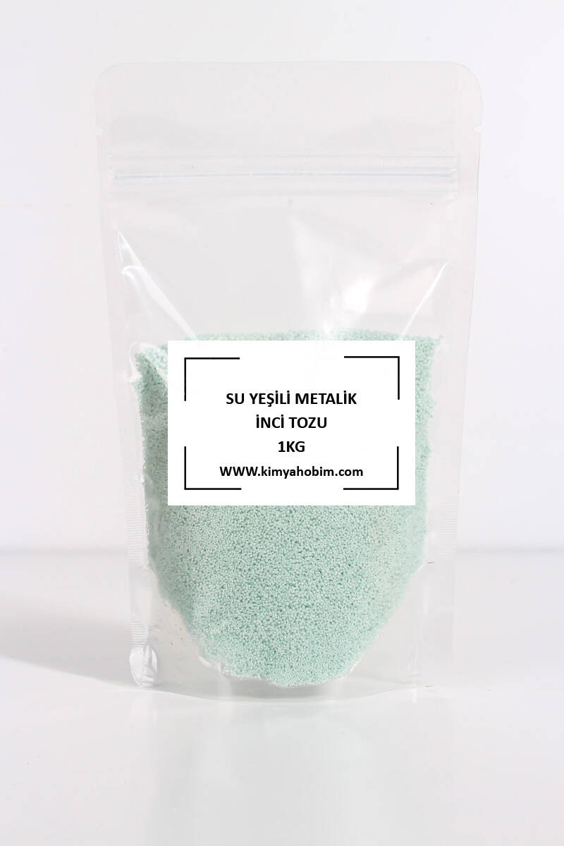 Metalik Su Yeşili Renk İnci Tozu Mum 1KG - 1