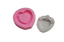Mini Kalp Güllü Çerçeve Silikon Kalıbı KHÇE38 - 2