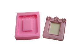 Mini Kare Güllü Çerçeve Silikon Kalıbı KHÇE35 - 3