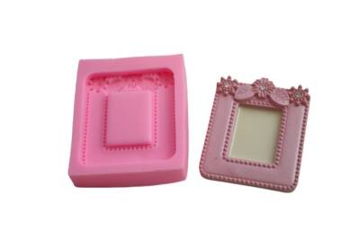 Mini Kare Güllü Çerçeve Silikon Kalıbı KHÇE35 - 1