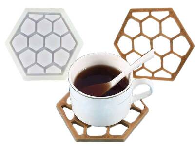 Petek Model Bardak Altlığı Epoksi Reçine Kalıbı KHEPK351 - 4