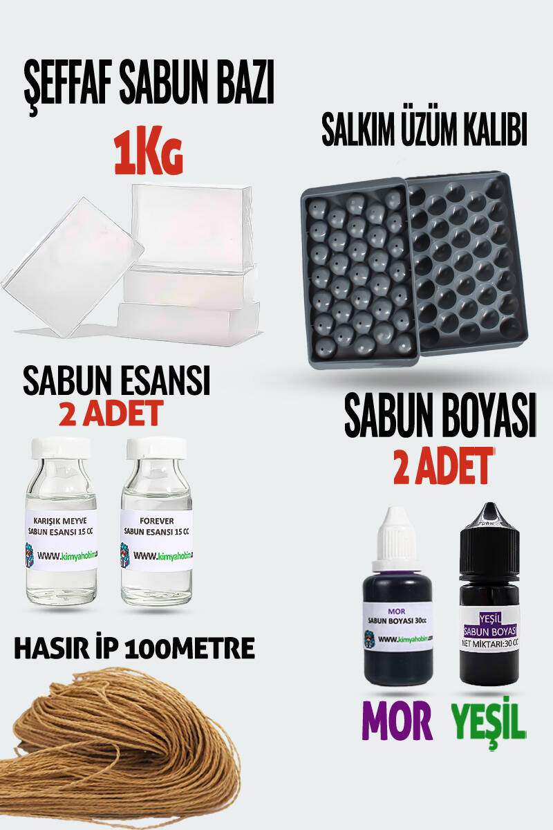 Salkım Üzüm Şeffaf Sabun Bazı Sabun Yapım Seti - 1