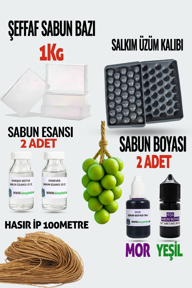 Salkım Üzüm Şeffaf Sabun Bazı Sabun Yapım Seti - 