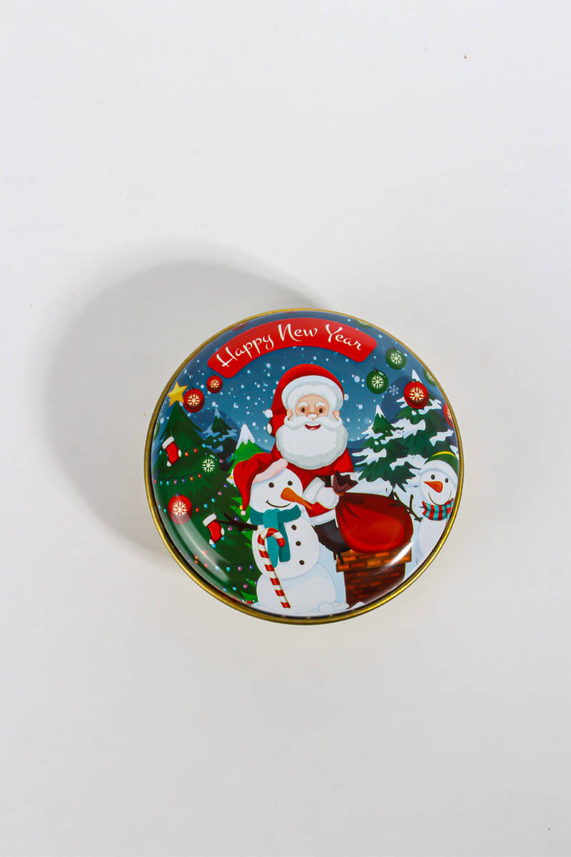 Yeni Yıl Yılbaşı Figürlü Metal Kutu 75CC 10 Adet - 1