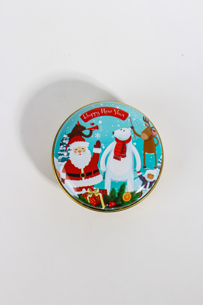 Yeni Yıl Yılbaşı Figürlü Metal Kutu 75CC 10 Adet - 