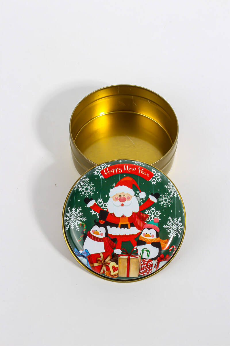 Yeni Yıl Yılbaşı Figürlü Metal Kutu 75CC 10 Adet - 2