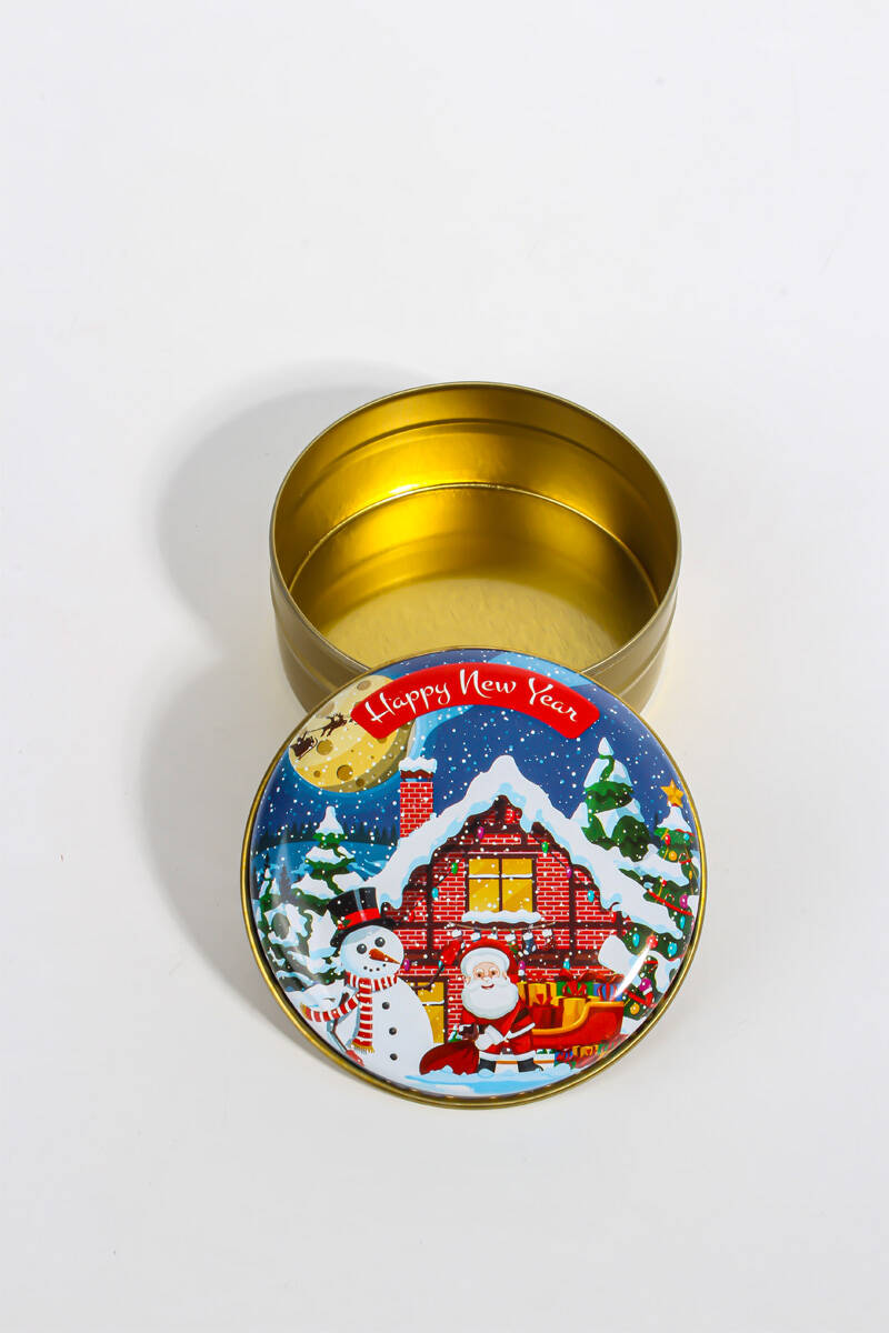 Yeni Yıl Yılbaşı Figürlü Metal Kutu 75CC 10 Adet - 2