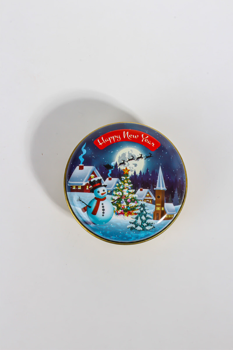 Yeni Yıl Yılbaşı Figürlü Metal Kutu 75CC 10 Adet - 