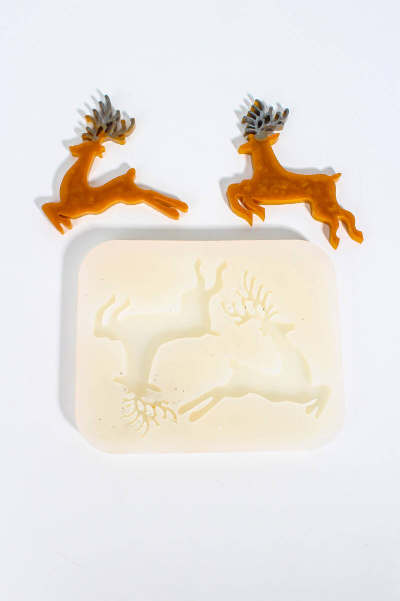 Yılbaşı Figürü Geyik Epoksi Silikon Kalıbı KHE1004 - 3