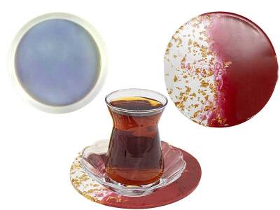 Yuvarlak Bardak Altlığı Epoksi Reçine Kalıbı KHEPK349 - 4