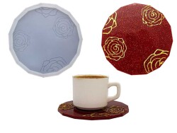 Yuvarlak Gül Desen Sunumluk Epoksi Reçine Kalıbı KHEPK556 - 1